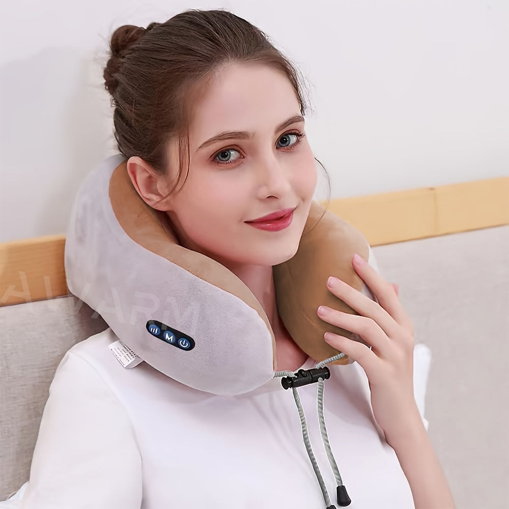 Relaxing U-Shaped Neck Massager Pillow with Heat, Deep Tissue Kneading, Durable Memory Sponge for Airplane, Car, Office, Home, Holiday Gift, Mother's Day Gift