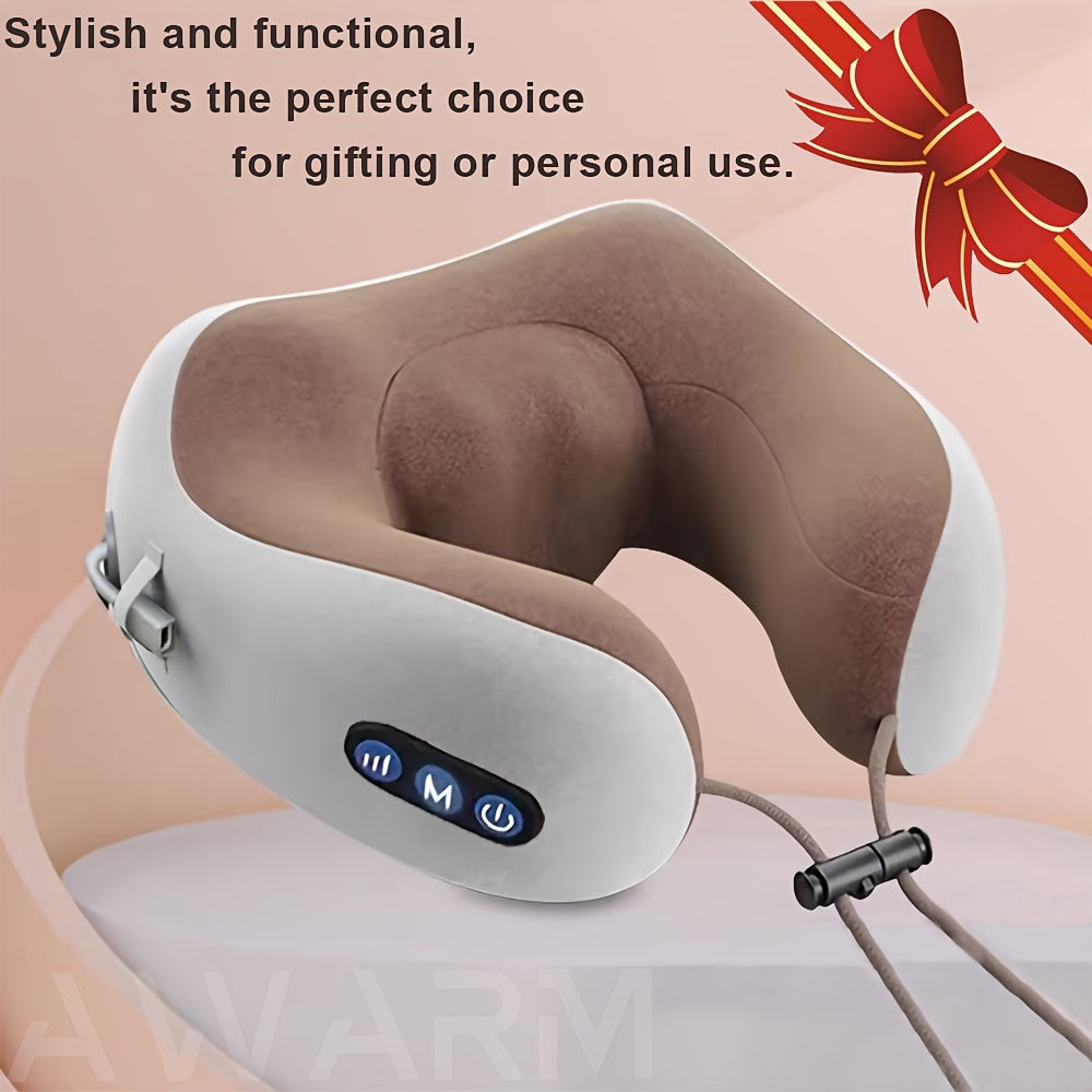 Relaxing U-Shaped Neck Massager Pillow with Heat, Deep Tissue Kneading, Durable Memory Sponge for Airplane, Car, Office, Home, Holiday Gift, Mother's Day Gift