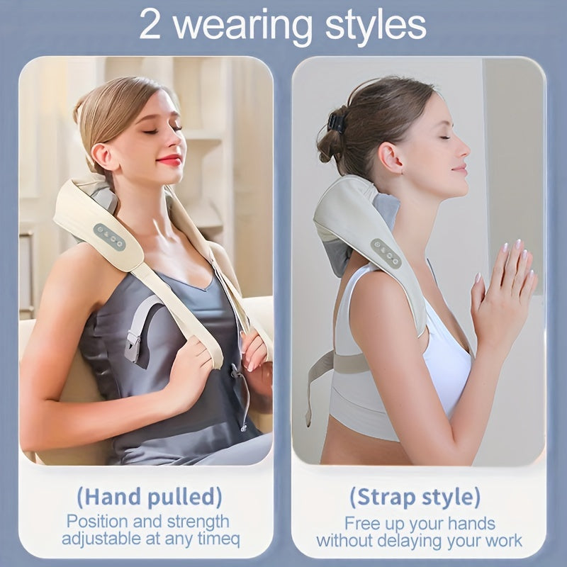 3D Kneading Neck Massager Pillow with Therapeutic Heat - Rechargeable & Cordless for Deep Tissue Relief - Targets Neck, Back, Shoulder & Leg Muscles - Perfect for Home Relaxation
