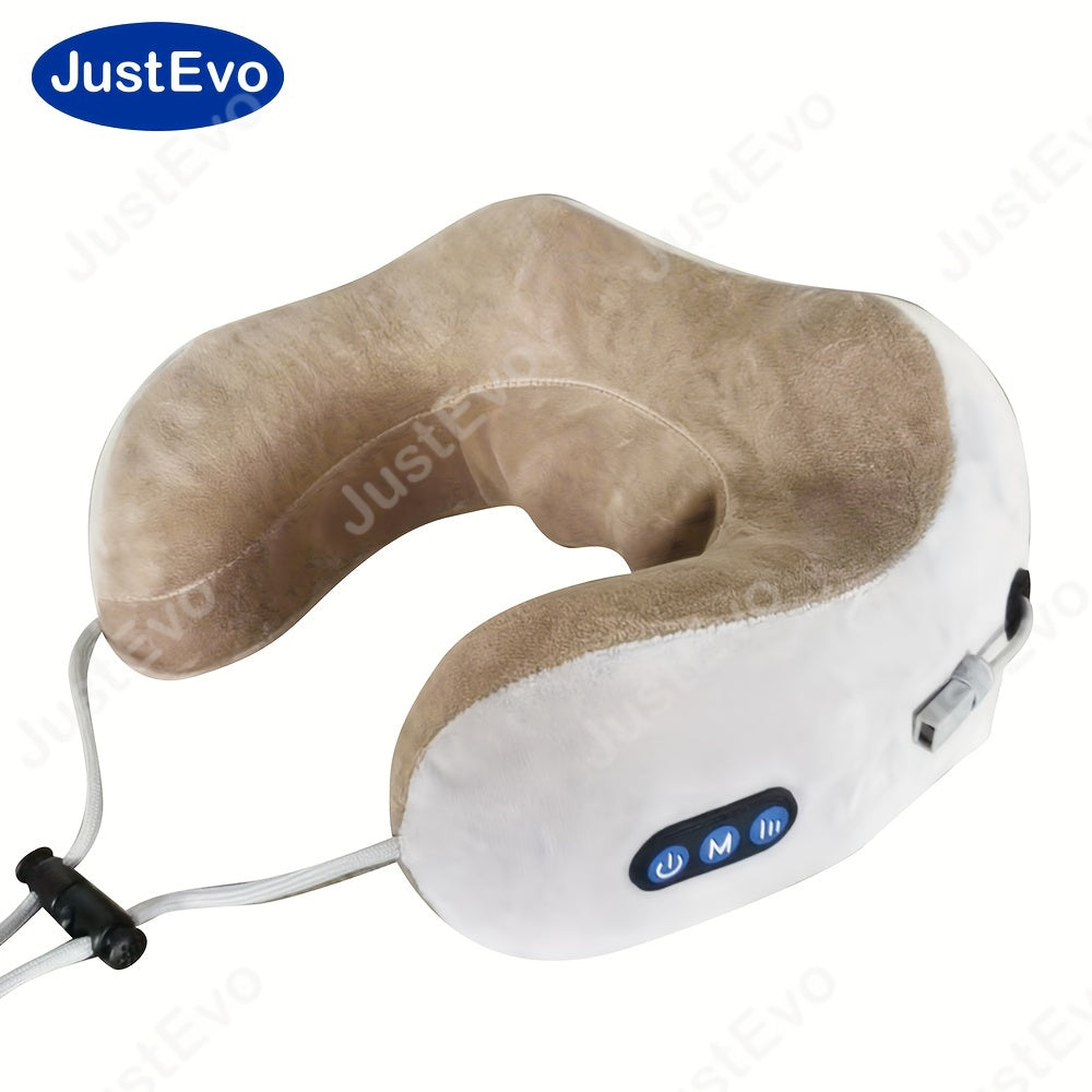 JustEvo U-Shaped Electric Neck Massager - USB Rechargeable, Hypoallergenic with Durable Memory Foam for Relaxation - Ideal for Home, Office, and Travel