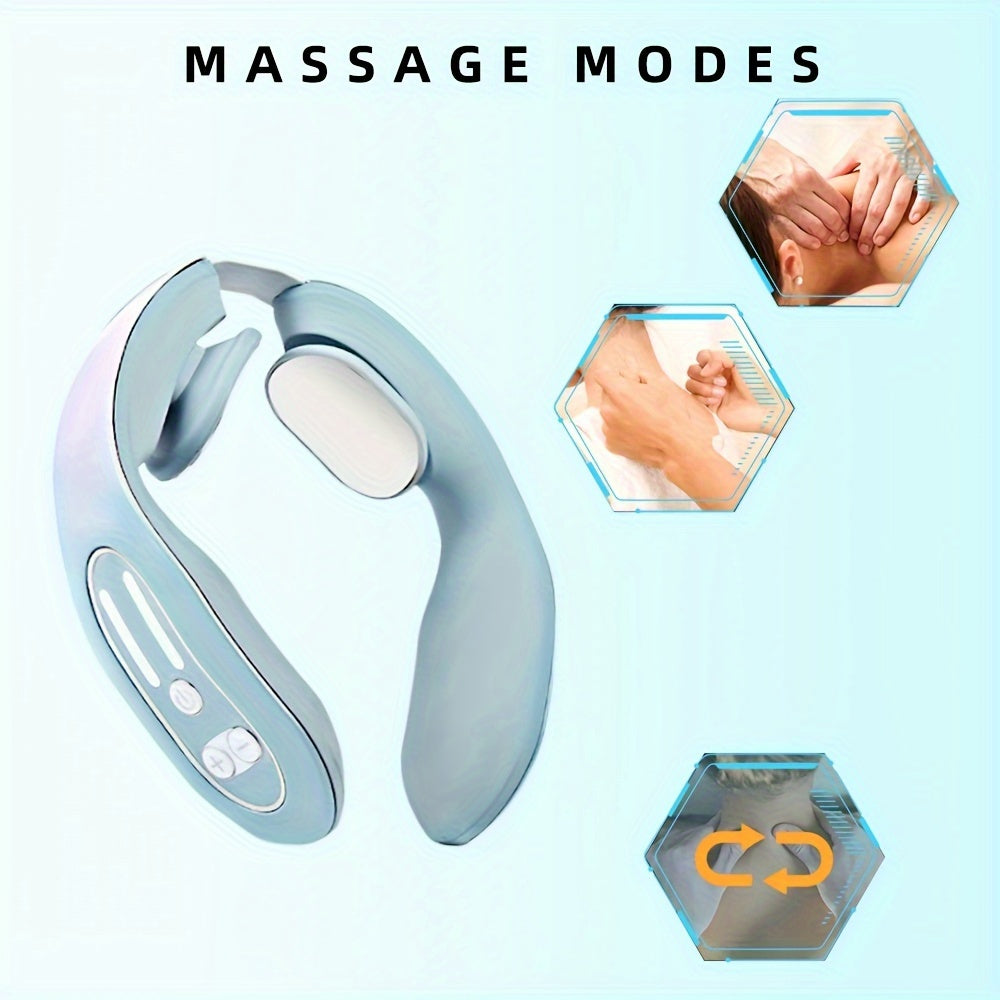 Experience Total Relaxation with this Intelligent Heated Neck Massager - Reduces Fat & Wrinkles, Soothes Muscles for Men & Women
