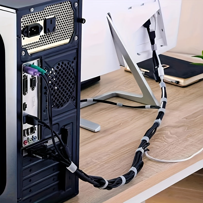 Adjustable Magic Tape Strip - Ideal for Cable Organization, Plant Securing & Household Tasks, Durable Material, Versatile Use, Gray, Cable Organizers for Cords