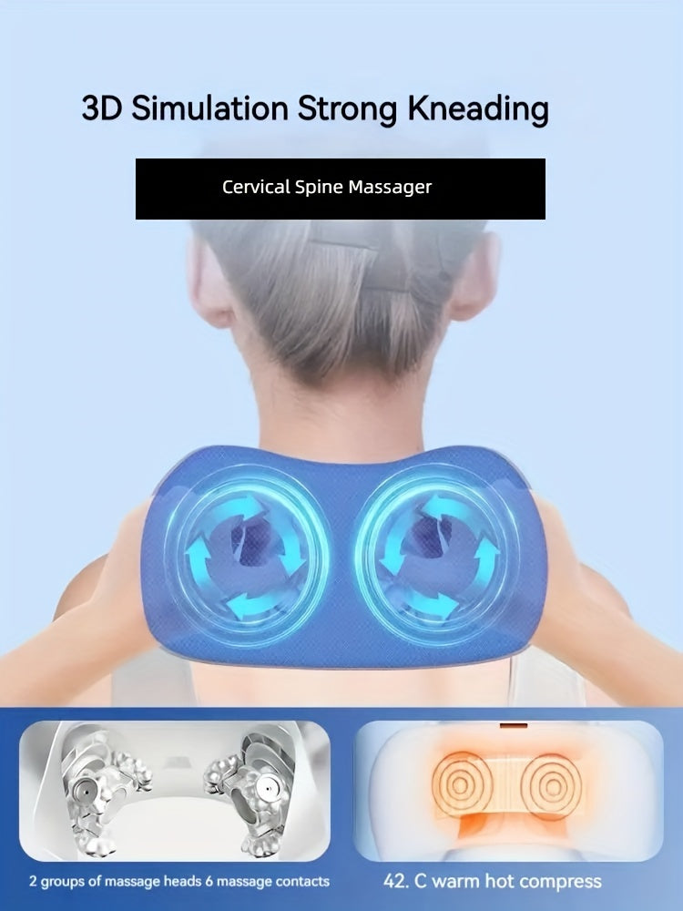 Electric Neck Massager, U-shaped Massage Pillow Cervical And Neck Massager With Durable Memory Sponge, Massage Pillow With Heat, Deep Tissue Kneading For Relax Airplane Car Travel Office Home Gift