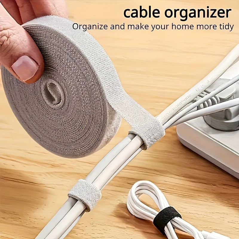 Adjustable Magic Tape Strip - Ideal for Cable Organization, Plant Securing & Household Tasks, Durable Material, Versatile Use, Gray, Cable Organizers for Cords