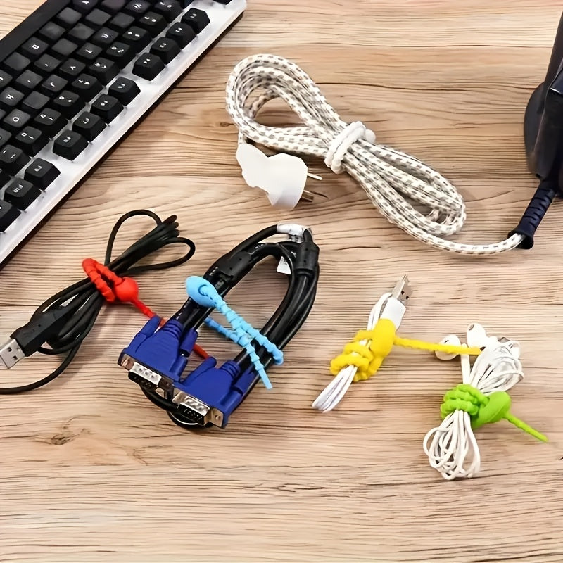 100/150 Pack Silicone Cable Organizers, Reusable Twisted Cord Ties, Multifunctional Zipper Storage Bags for Headphone, Charging Cables, Cord Management Clips - No Battery Required