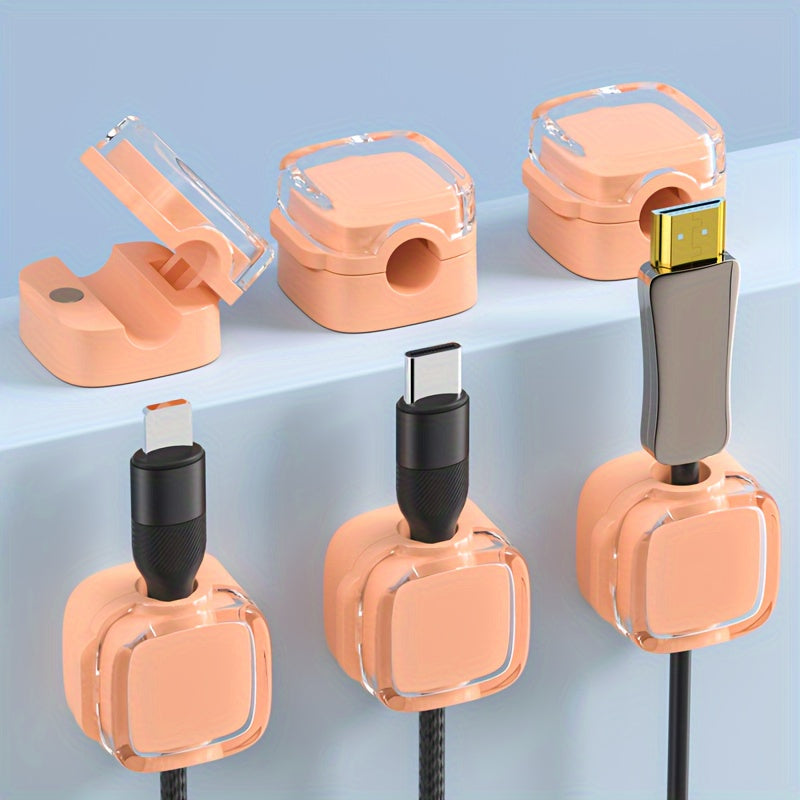 3-Pack Adhesive Cable Organizers For Desk And Wall - No-Drill, Stick-On Cord Management Clips For Data, Earphone & Electrical Wires