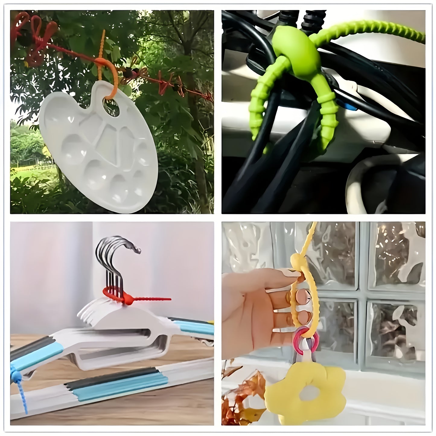 100/150 Pack Silicone Cable Organizers, Reusable Twisted Cord Ties, Multifunctional Zipper Storage Bags for Headphone, Charging Cables, Cord Management Clips - No Battery Required