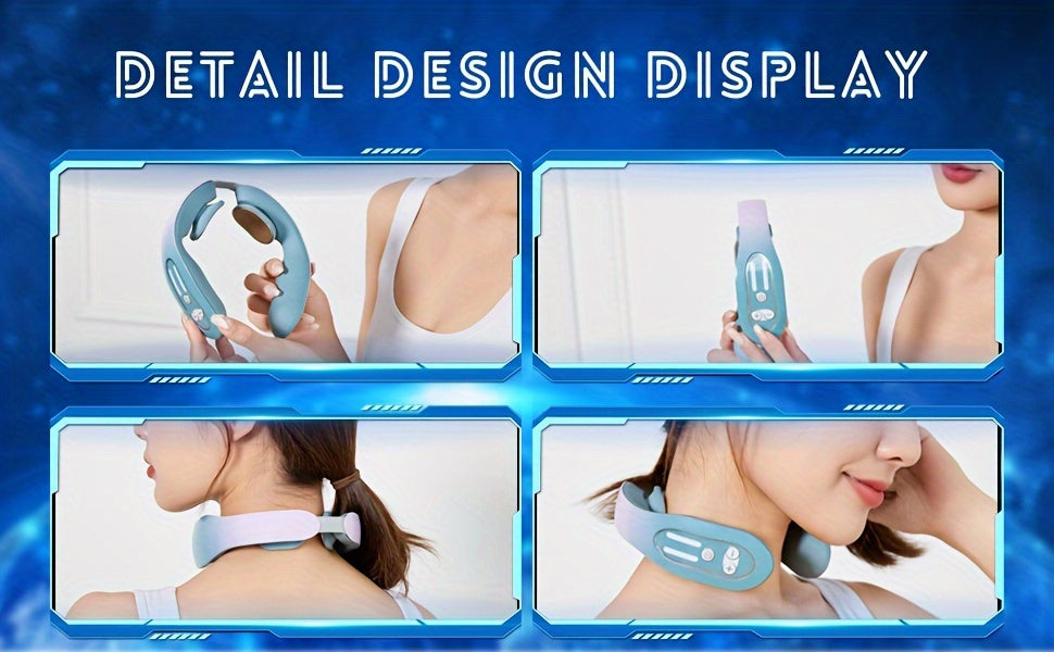 Experience Total Relaxation with this Intelligent Heated Neck Massager - Reduces Fat & Wrinkles, Soothes Muscles for Men & Women