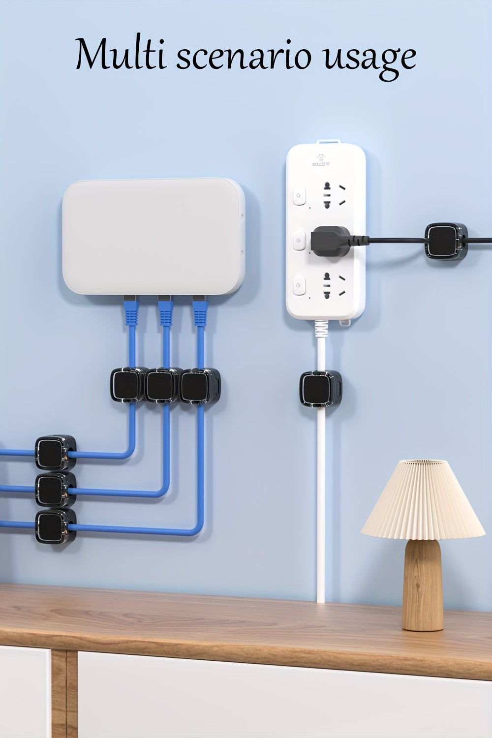 3-Pack Adhesive Cable Organizers For Desk And Wall - No-Drill, Stick-On Cord Management Clips For Data, Earphone & Electrical Wires