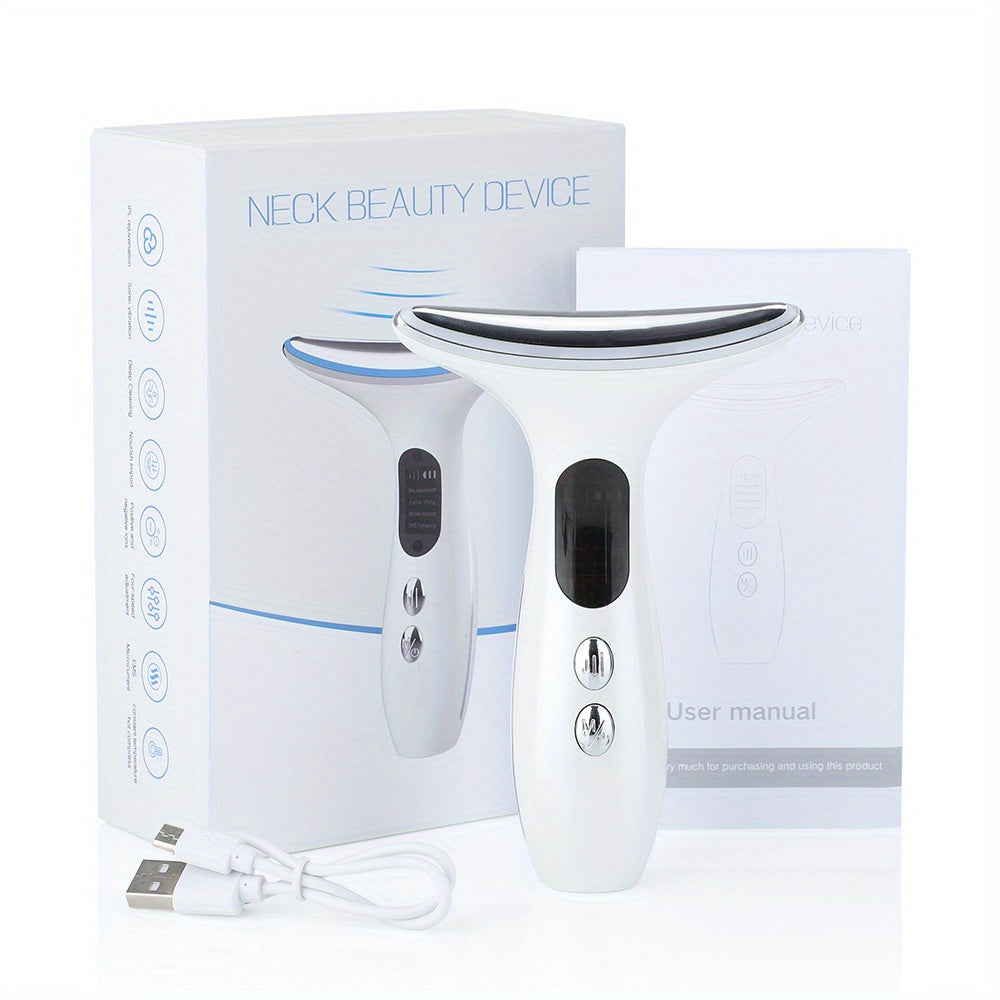 Neck Face Beauty Device, 3-Mode Face And Neck Massager, Portable Skin Care Facial Massager Device For Women And Men