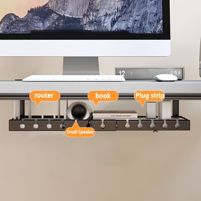 Cable Management Tray Under The Desk, Designed for Organizing Power Strips, Cable Ties, Wall-Mounted Hidden Cable Channels, Adjustable Wire Shelves, Desk Cable Management Boxes, Router And Data Cable Holders, Cable Management
