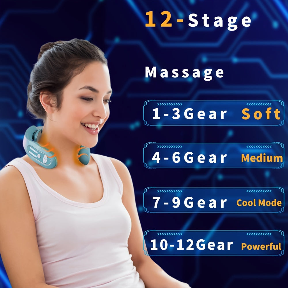 Experience Total Relaxation with this Intelligent Heated Neck Massager - Reduces Fat & Wrinkles, Soothes Muscles for Men & Women