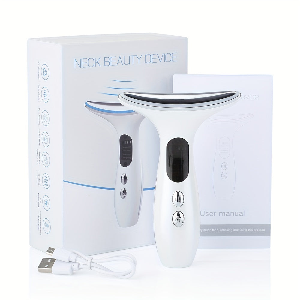 Neck Face Beauty Device, 3-Mode Face And Neck Massager, Portable Skin Care Facial Massager Device For Women And Men