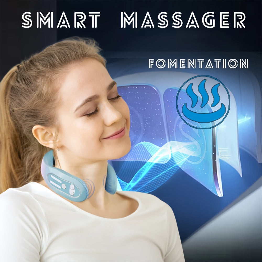Experience Total Relaxation with this Intelligent Heated Neck Massager - Reduces Fat & Wrinkles, Soothes Muscles for Men & Women