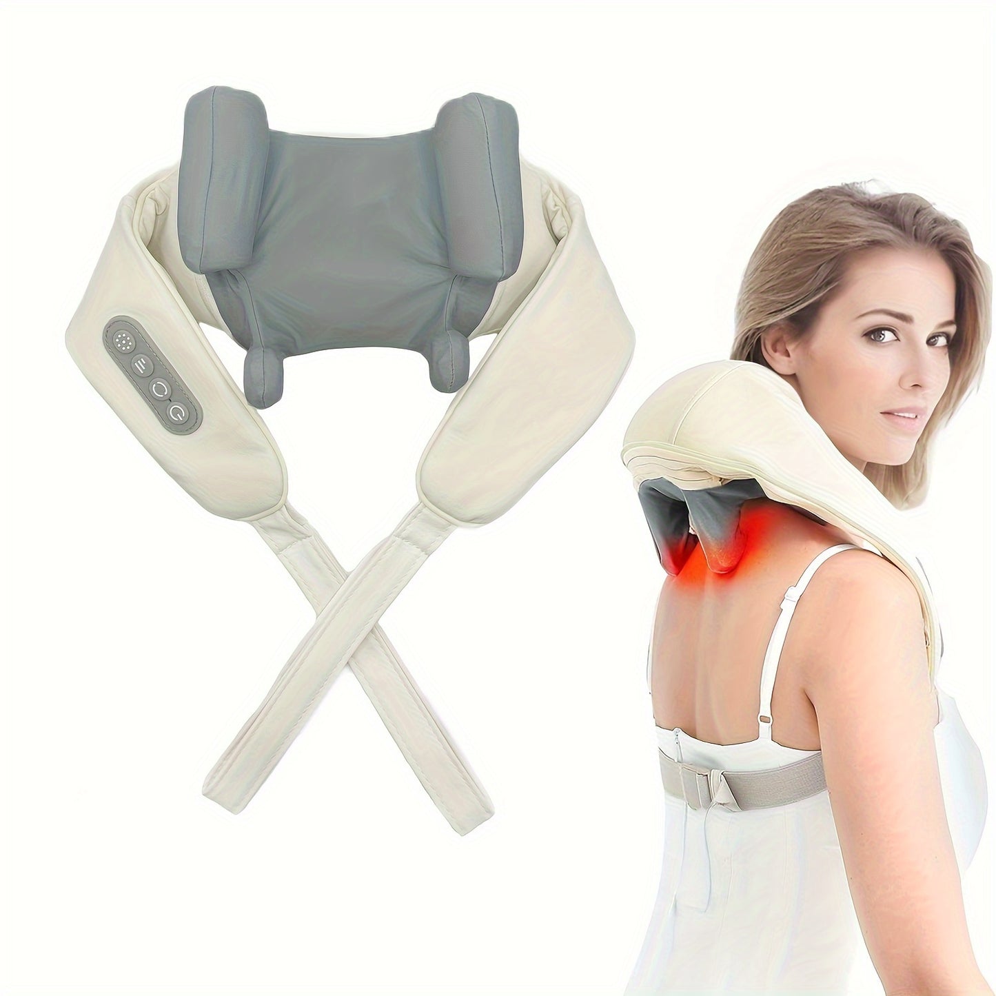 3D Kneading Neck Massager Pillow with Therapeutic Heat - Rechargeable & Cordless for Deep Tissue Relief - Targets Neck, Back, Shoulder & Leg Muscles - Perfect for Home Relaxation