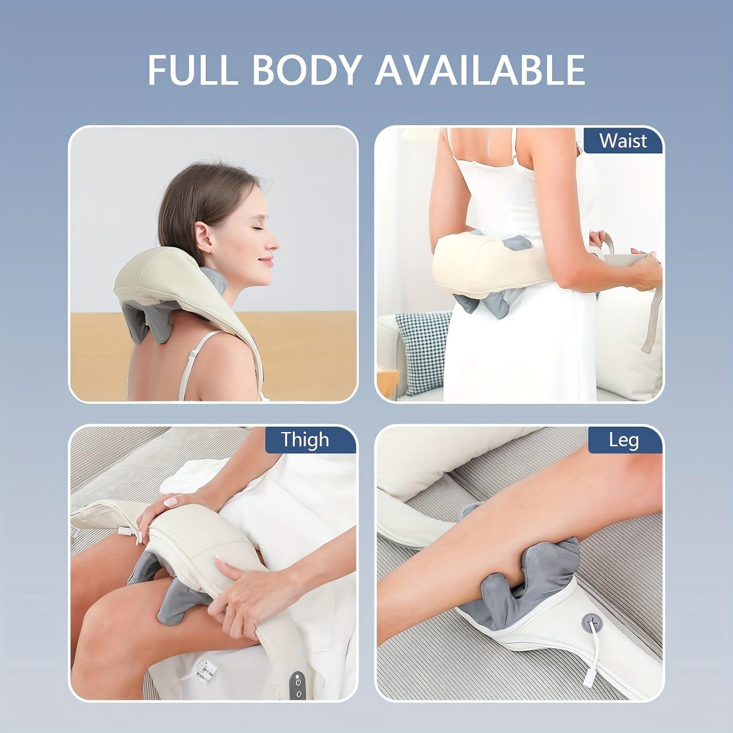 3D Kneading Neck Massager Pillow with Therapeutic Heat - Rechargeable & Cordless for Deep Tissue Relief - Targets Neck, Back, Shoulder & Leg Muscles - Perfect for Home Relaxation