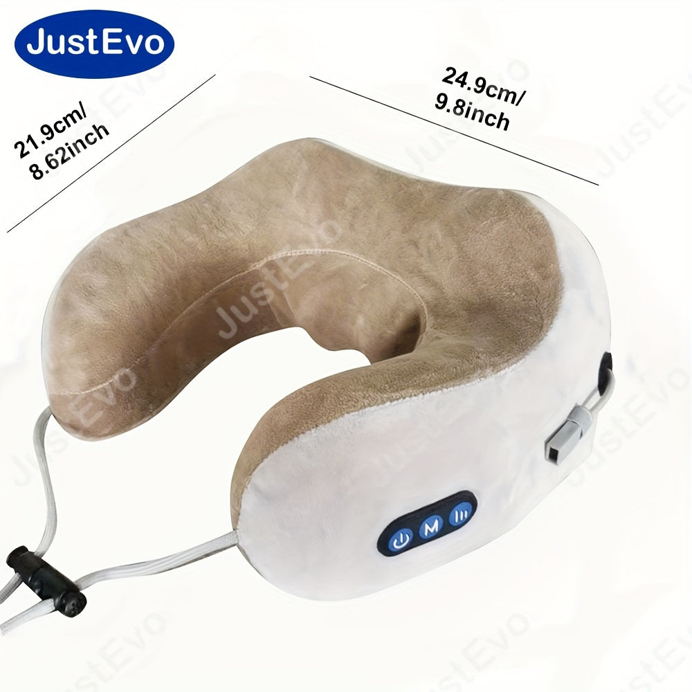 JustEvo U-Shaped Electric Neck Massager - USB Rechargeable, Hypoallergenic with Durable Memory Foam for Relaxation - Ideal for Home, Office, and Travel