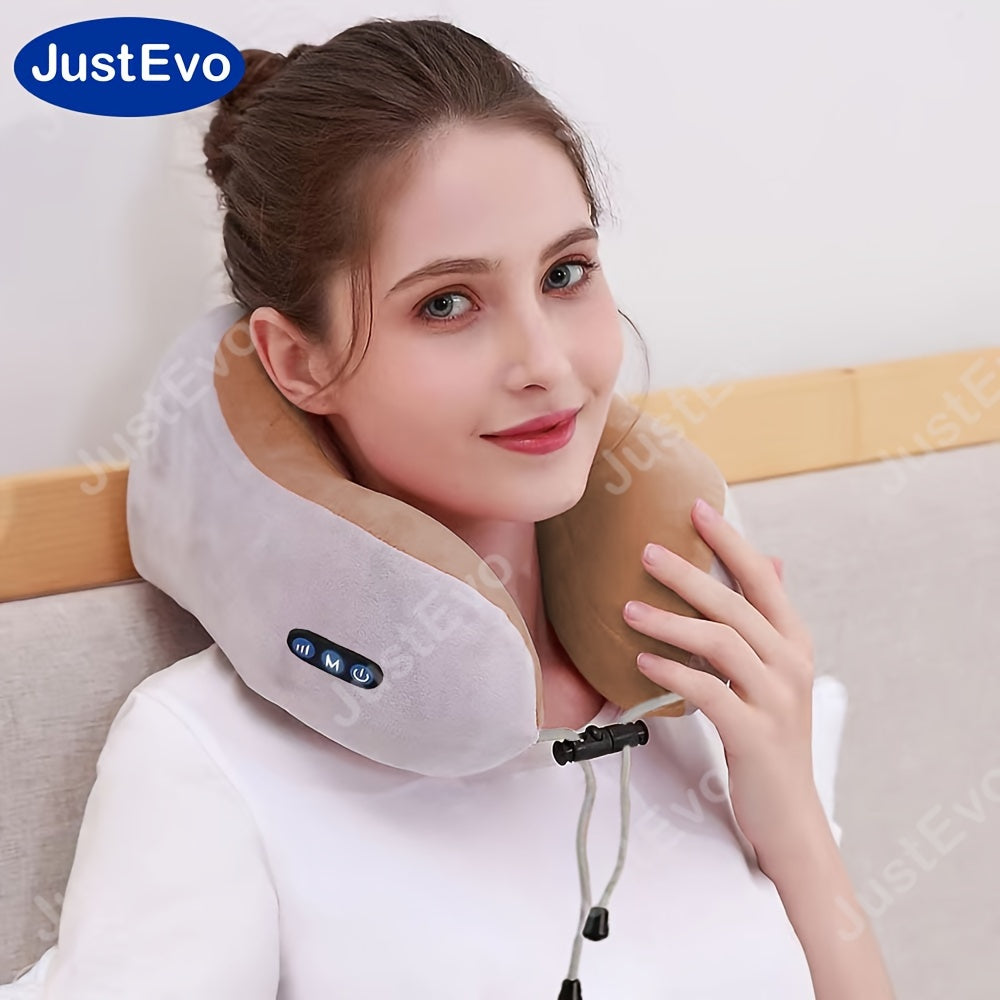 JustEvo U-Shaped Electric Neck Massager - USB Rechargeable, Hypoallergenic with Durable Memory Foam for Relaxation - Ideal for Home, Office, and Travel
