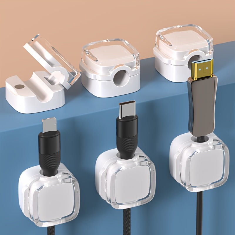 3-Pack Adhesive Cable Organizers For Desk And Wall - No-Drill, Stick-On Cord Management Clips For Data, Earphone & Electrical Wires