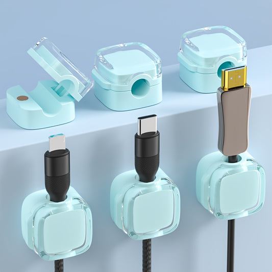 3-Pack Adhesive Cable Organizers For Desk And Wall - No-Drill, Stick-On Cord Management Clips For Data, Earphone & Electrical Wires