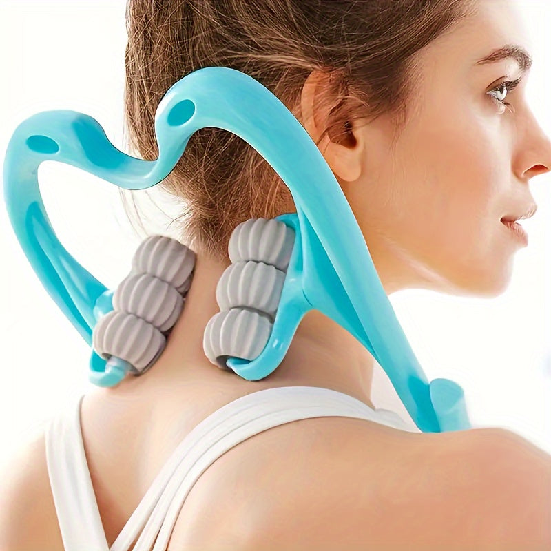 1pc Neck Massager Roller Massager, Handheld Shoulder Massager Tool With 6 Balls, Suitable For Legs, Waist, Neck And Shoulder Relaxer