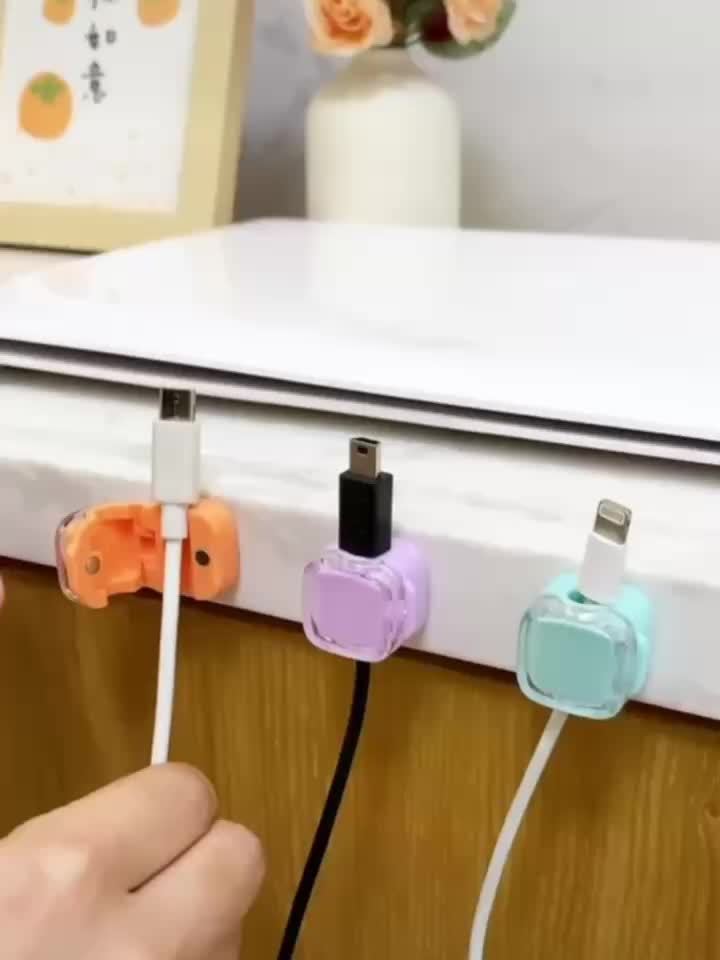 3-Pack Adhesive Cable Organizers For Desk And Wall - No-Drill, Stick-On Cord Management Clips For Data, Earphone & Electrical Wires