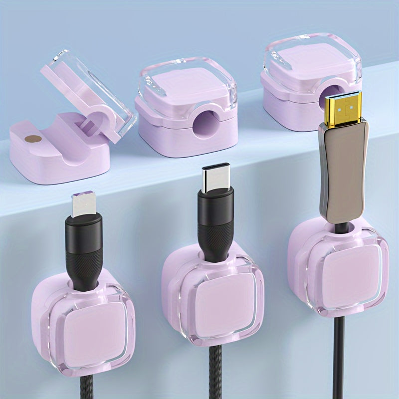 3-Pack Adhesive Cable Organizers For Desk And Wall - No-Drill, Stick-On Cord Management Clips For Data, Earphone & Electrical Wires